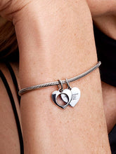 FINAL SALE - Engravable Heart Magnifying Glass Double Dangle Charm Sterling silver