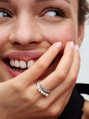 FINAL SALE - Treated Freshwater Cultured Pearls & Pavé Open Ring Sterling silver