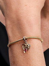Engravable Heart & Arrow Double Dangle Charm Sterling silver, 14k gold plating
