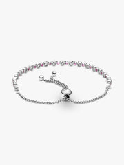 FINAL SALE - Pink & Clear Sparkle Slider Bracelet Sterling silver