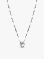 Pandora Era Bezel Lab-grown Diamond Pendant Necklace and Earrings set 0.45 carat tw Sterling Silver 2 Quantity