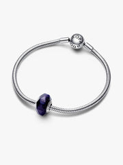 FINAL SALE - Faceted Blue Murano Glass Charm Sterling silver