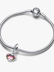 Day of the Dead Sugar Skull Heart Dangle Charm Sterling silver