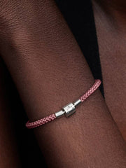 Shimmering Pink Cord Bracelet Sterling silver