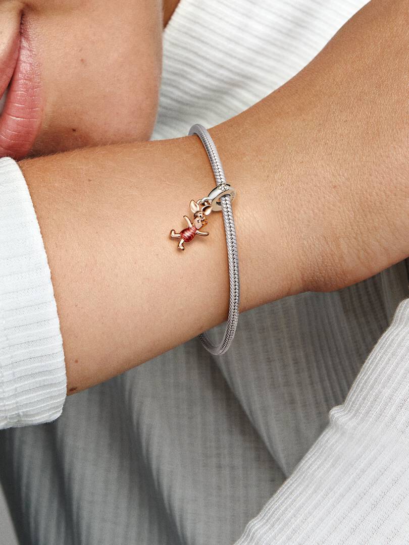 Disney Winnie the Pooh Piglet Dangle Charm Sterling silver, 14k rose gold plating