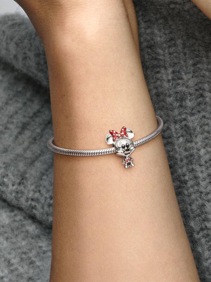 Disney Minnie Mouse Dotted Dress & Bow Charm Sterling silver