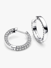 Pandora Timeless Pavé Single-row Hoop Earrings Sterling silver