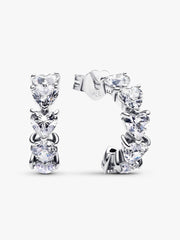 FINAL SALE - Sparkling Hearts Open Hoop Earrings Sterling silver