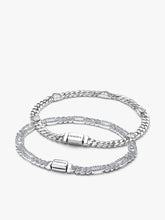 His and Hers Cuban Chain Heart and Oval Bracelet Set 2 Quantity