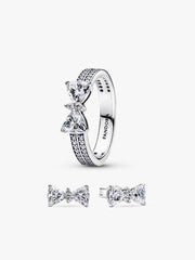 Sparkling Bow Double Ring Set 2 Quantity