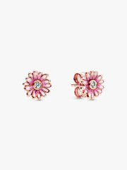 FINAL SALE - Pink Daisy Flower Stud Earrings 14k rose gold plating