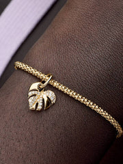 FINAL SALE - Sparkling Monstera Leaf Dangle Charm 14k gold plating