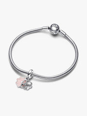 Four-leaf Clover Friendship Double Dangle Charm Sterling silver