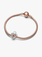 FINAL SALE - Two-tone Padlock Splittable Heart Charm Sterling silver, 14k rose gold plating