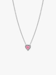 Pink Elevated Heart Necklace Sterling silver