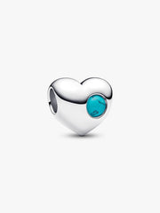 Engravable Turquoise Blue Stone Heart Charm Sterling silver