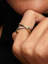 Organically Shaped Two-tone Double Ring Sterling silver, 14k gold plating