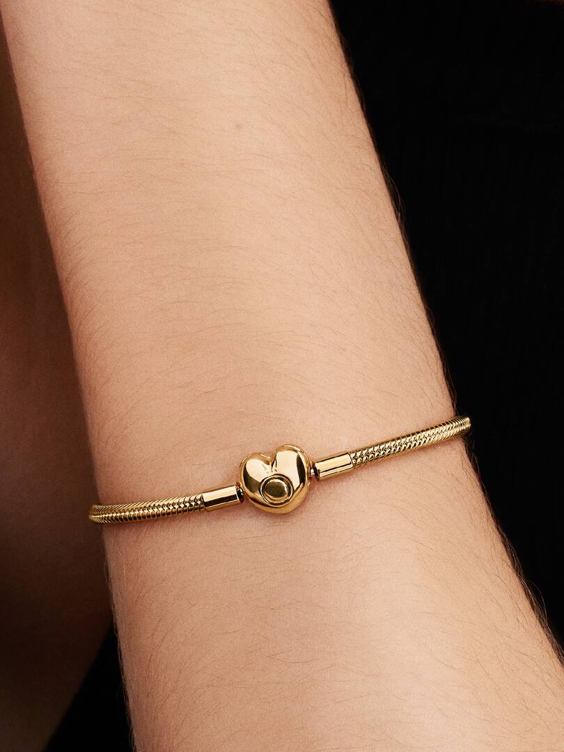 Heart Clasp Snake Chain Bracelet 14k gold plating