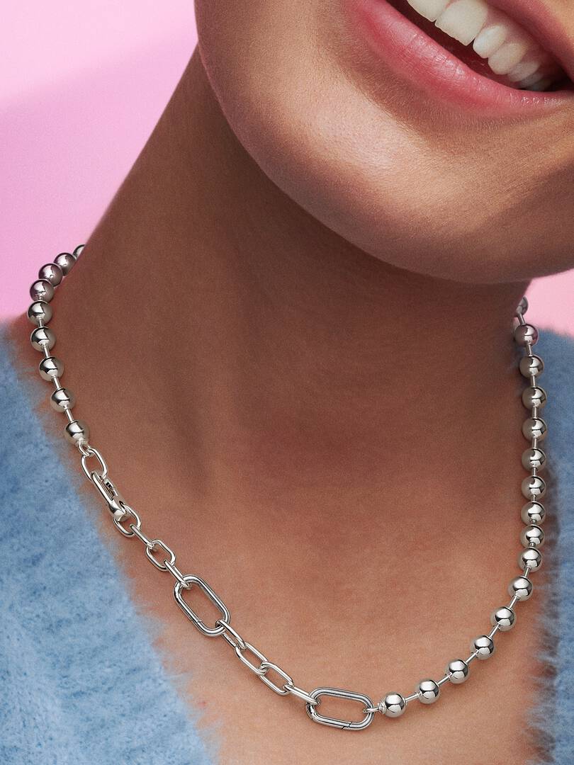 Pandora ME Metal Bead & Link Chain Necklace Sterling silver