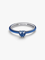 Blue Chakra Heart Ring Sterling silver