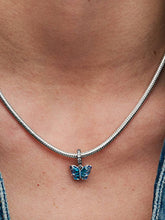 Blue Murano Glass Butterfly Dangle Charm Sterling silver