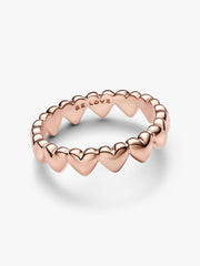 Row of Hearts Ring 14k rose gold plating