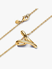 Organically Shaped Heart Pendant Necklace 14k gold plating