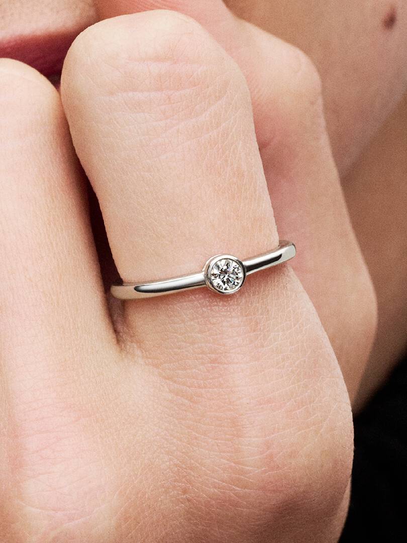 Pandora Era Bezel Sterling Silver Lab-grown Diamond Ring 0.15 ct TW, Sterling silver