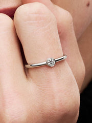 Pandora Era Bezel Sterling Silver Lab-grown Diamond Ring 0.15 ct TW, Sterling silver