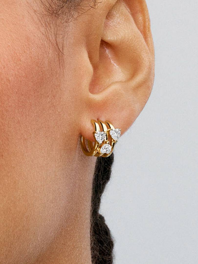 FINAL SALE - Triple Heart Hoop Earrings 14k gold plating