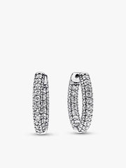 Pavé Round Necklace and Hoop Earrings Set 2 Quantity