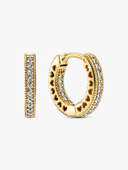 Pavé Heart Hoop Earrings 14k gold plating