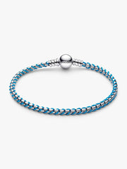 Blue Cord Snake Chain Bracelet Sterling silver