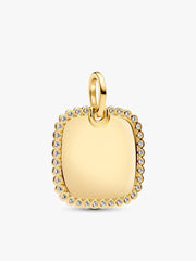 Engravable Sparkling Square Tag Pendant Necklace 2 Quantity