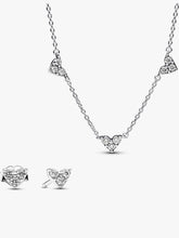 Triple Stone Heart Station Necklace and Earring Set 2 Quantity