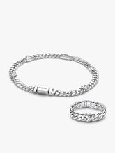 Silver Heart Cuban Chain Bracelet & Ring Set 2 Quantity