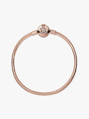 Pandora Moments Sparkling Crown O Snake Chain Bracelet 14k rose gold plating