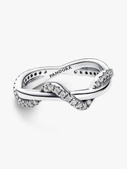 Sparkling Intertwined Wave Ring Sterling silver
