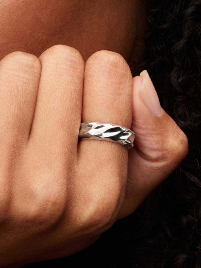Rippled Wide Band Ring Sterling silver