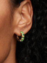 Green Hoop Earrings 14k gold plating