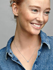 Round Sparkle Halo Necklace Sterling silver