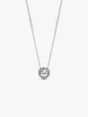 Round Sparkle Halo Necklace Sterling silver