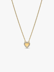 Engravable Heart Halo Collier Necklace 14k gold plating