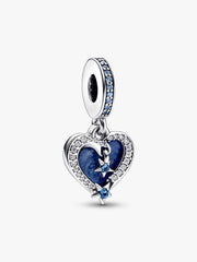 Celestial Shooting Star Heart Double Dangle Charm Sterling silver