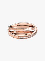 Crossover Pavé Triple Band Ring 14k rose gold plating