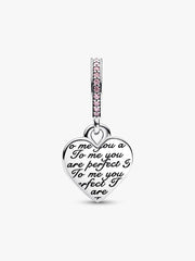 FINAL SALE - Two-tone Infinity Heart Double Dangle Charm Sterling silver, 14k rose gold plating