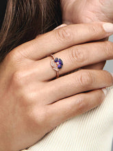 FINAL SALE - Deep Purple Pansy Flower Ring 14k rose gold plating