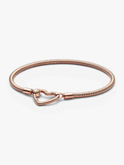 Pandora Moments Heart Closure Snake Chain Bracelet 14k rose gold plating
