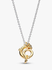 FINAL SALE - Dragon Collier Necklace Sterling silver, 14k gold plating