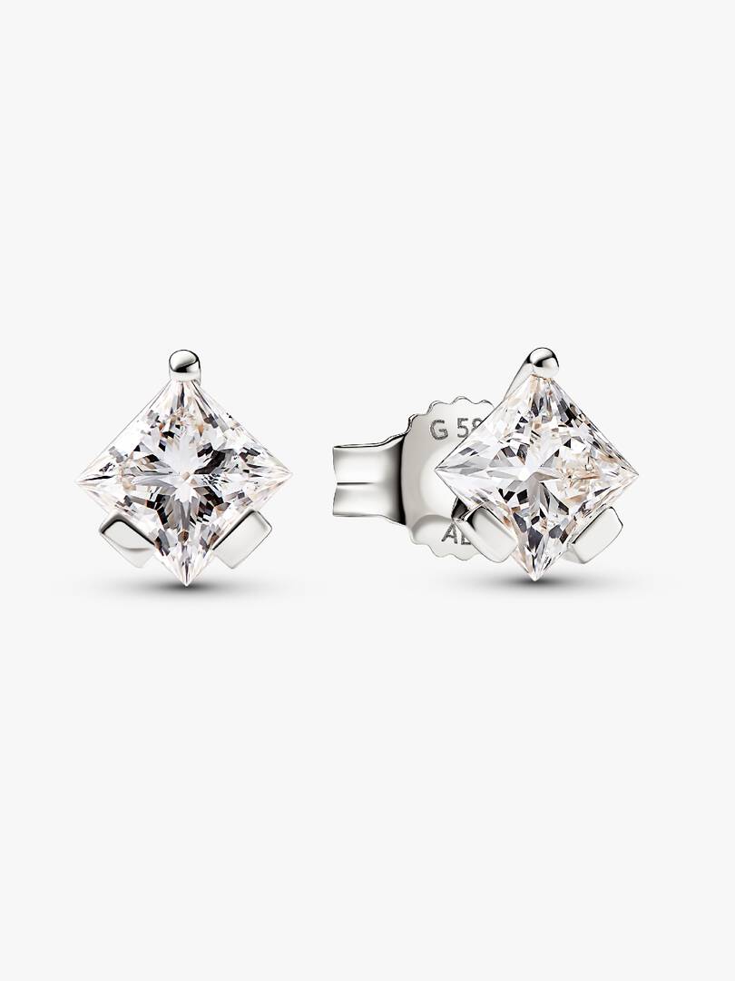 FINAL SALE - Pandora Nova 14k White Gold Lab-grown Diamond Earrings 1.00 ct TW, 14k white gold